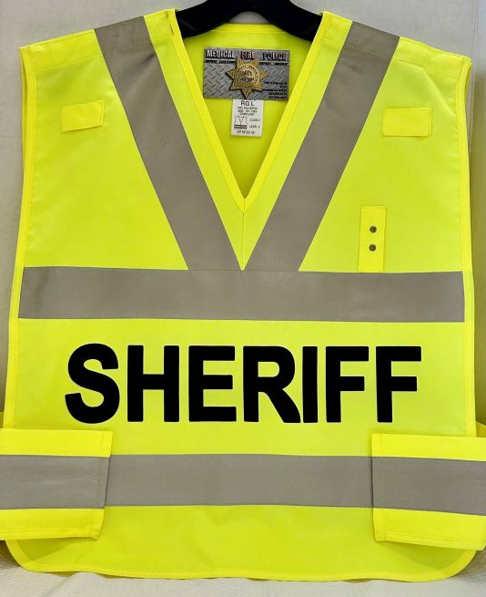 *CLEARANCE* SHERIFF HI-VISIBILITY BREAKAWAY SAFETY TRAFFIC VESTS = 1 - LG  & 1 - 2X REMAIN.